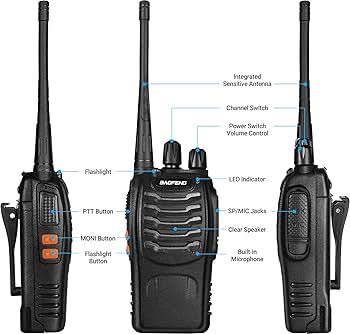 Talkcomm Black BF-888S 2800mah Walkie Talkie two way Radios with Earphones, 16 Channel  (Pack of 2)