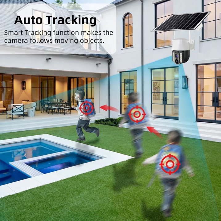 Talkcomm 4G 4mp Solar Battery Powered SIM Card Supported Wireless CCTV Security Camera, IP65 Waterproof, Two-Way Audio, PIR Motion Detection, Pan Tilt.