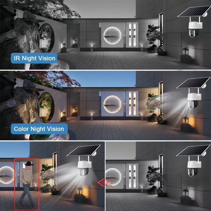 Talkcomm 4G 4mp Solar Battery Powered SIM Card Supported Wireless CCTV Security Camera, IP65 Waterproof, Two-Way Audio, PIR Motion Detection, Pan Tilt.