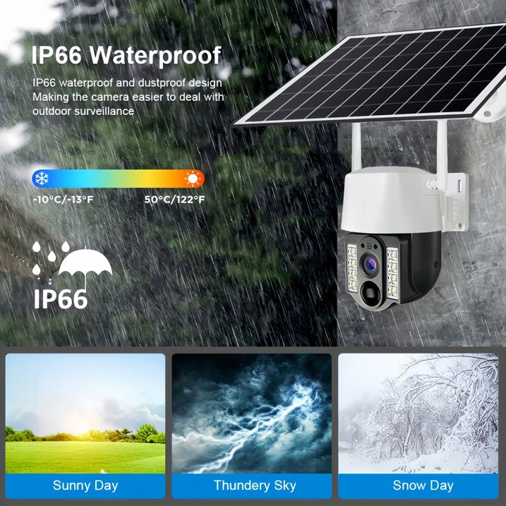 Talkcomm 4G 4mp Solar Battery Powered SIM Card Supported Wireless CCTV Security Camera, IP65 Waterproof, Two-Way Audio, PIR Motion Detection, Pan Tilt.
