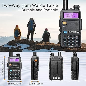 Talkcomm Black UV5R Two Ways Radio 5 Km Range Walkie Talkie with Earphone (Pack Of 1 )