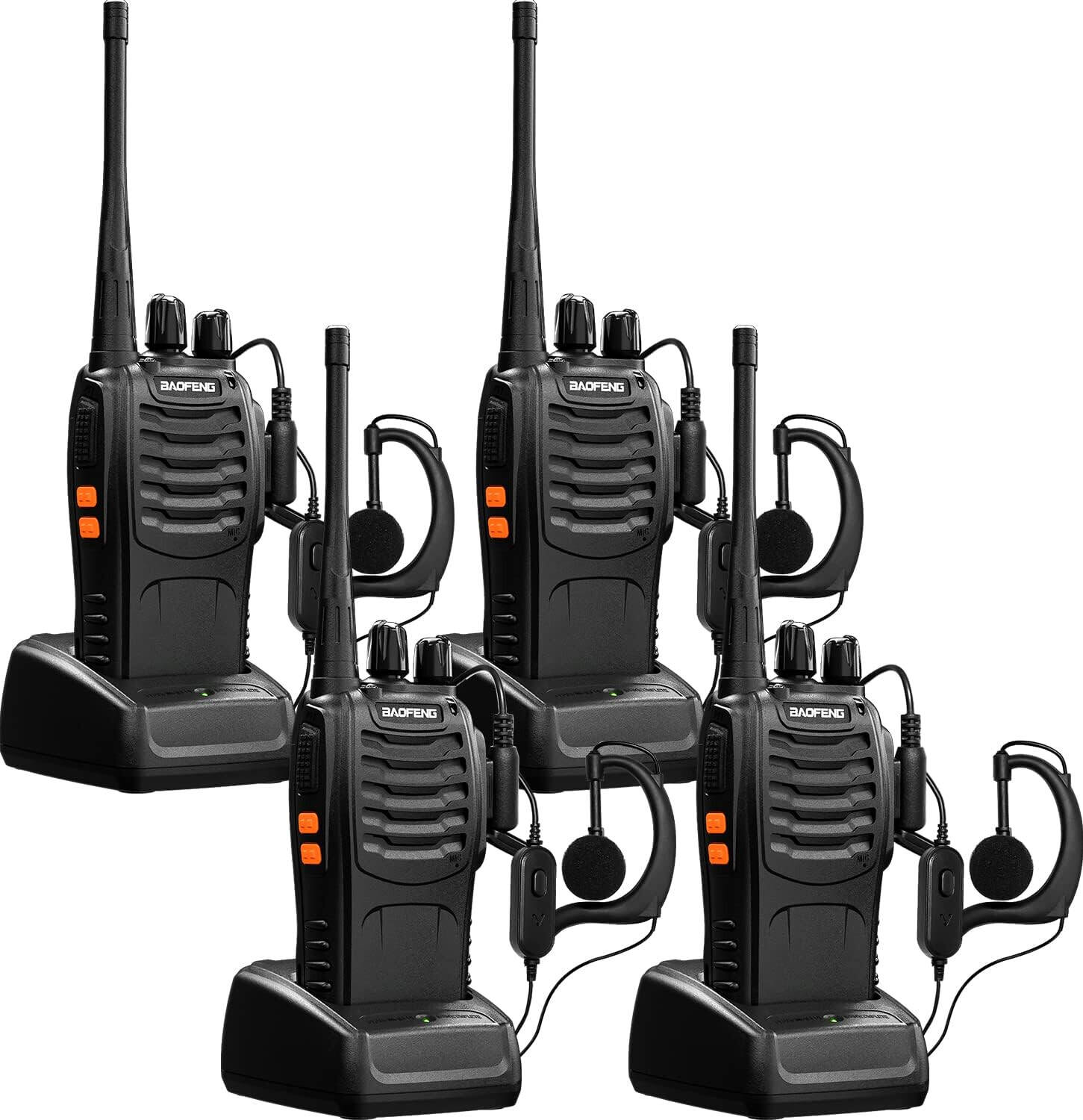 Talkcomm Black BF-888S 2800mah Walkie Talkie two way Radios with Earphones, 16 Channel  (Pack of 4)