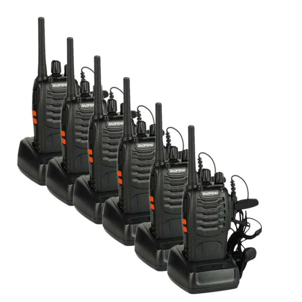Talkcomm Black BF-888S 2800mah Walkie Talkie two way Radios with Earphones, 16 Channel  (Pack of 6)