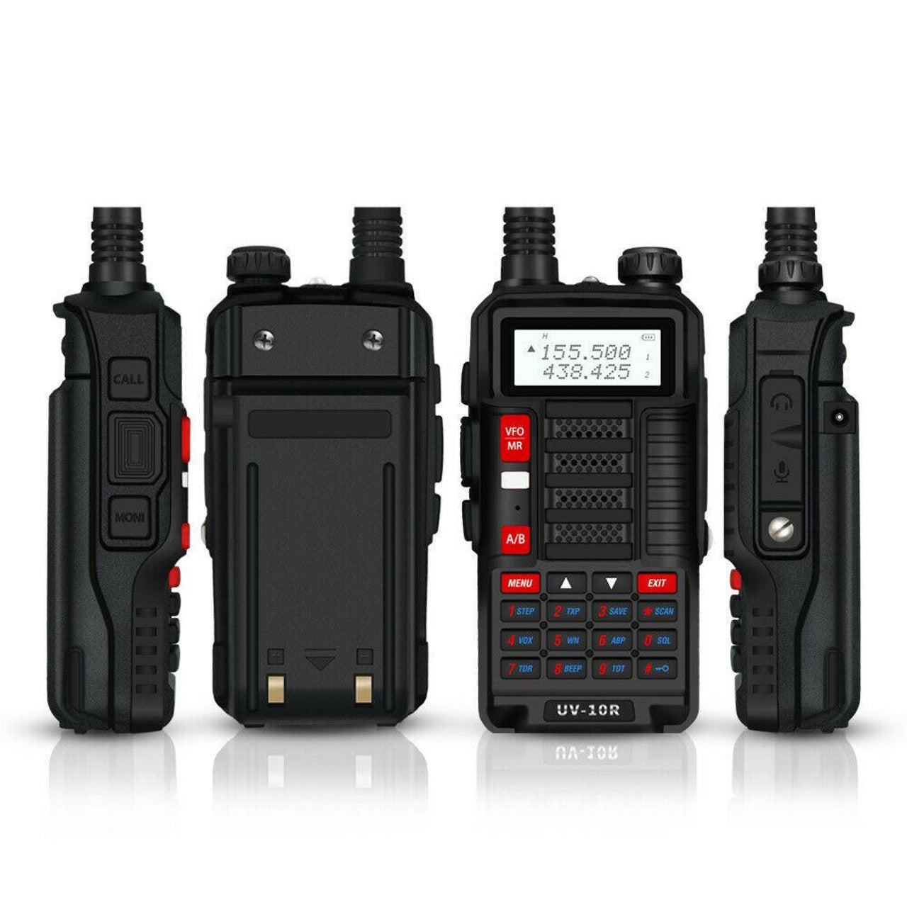 Talkcomm (Pack of 2) Black UV-10R High Power Walkie Talkies VHF UHF Long Range Ham Radio Two Way Radio with Earpieces