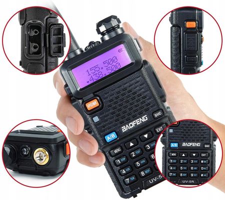 Talkcomm Black UV5R Two Ways Radio 5 Km Range Walkie Talkie with Earphone (Pack Of 1 )