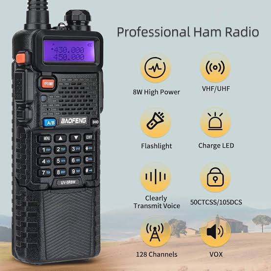 Talkcomm Black UV5R Two Ways Radio 5 Km Range Walkie Talkie with Earphone (Pack Of 1 )