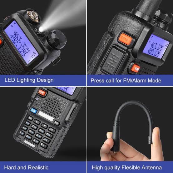 Talkcomm Black UV5R Two Ways Radio 5 Km Range Walkie Talkie with Earphone (Pack Of 1 )