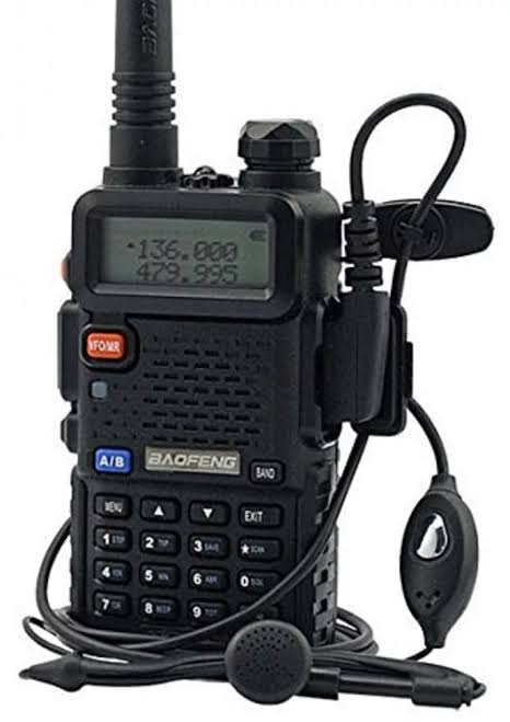 Talkcomm Black UV5R Two Ways Radio 5 Km Range Walkie Talkie with Earphone (Pack Of 1 )