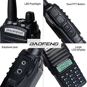 Talkcomm Black UV-82 Walkie Talkie with Earphone (Pack of 1)