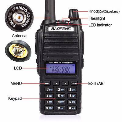 Talkcomm Black UV-82 Walkie Talkie with Earphone (Pack of 1)