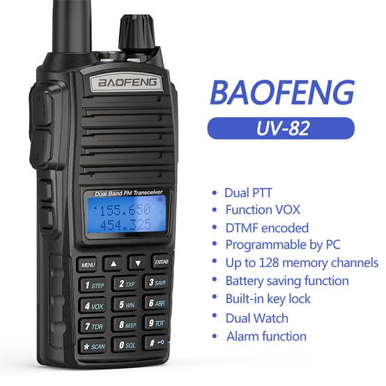 Talkcomm Black UV-82 Walkie Talkie with Earphone (Pack of 1)