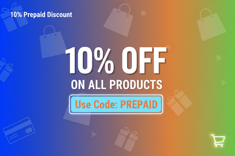 10% prepaid discount on all products (Use Code : PREPAID)
