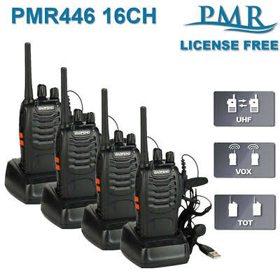 Talkcomm Black BF-888S 2800mah Walkie Talkie two way Radios with Earphones, 16 Channel  (Pack of 2)