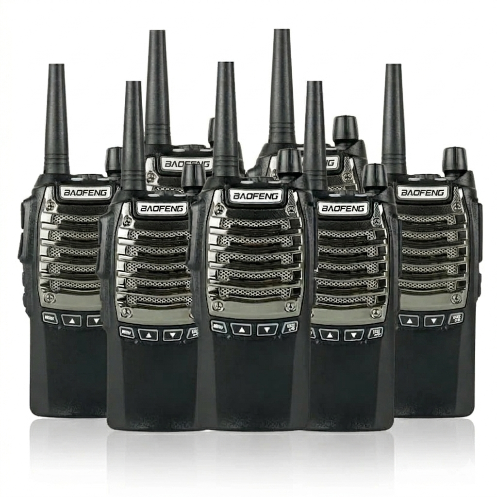 Talkcomm Black UV-8D Walkie Talkie with Earphone (Pack of 2)
