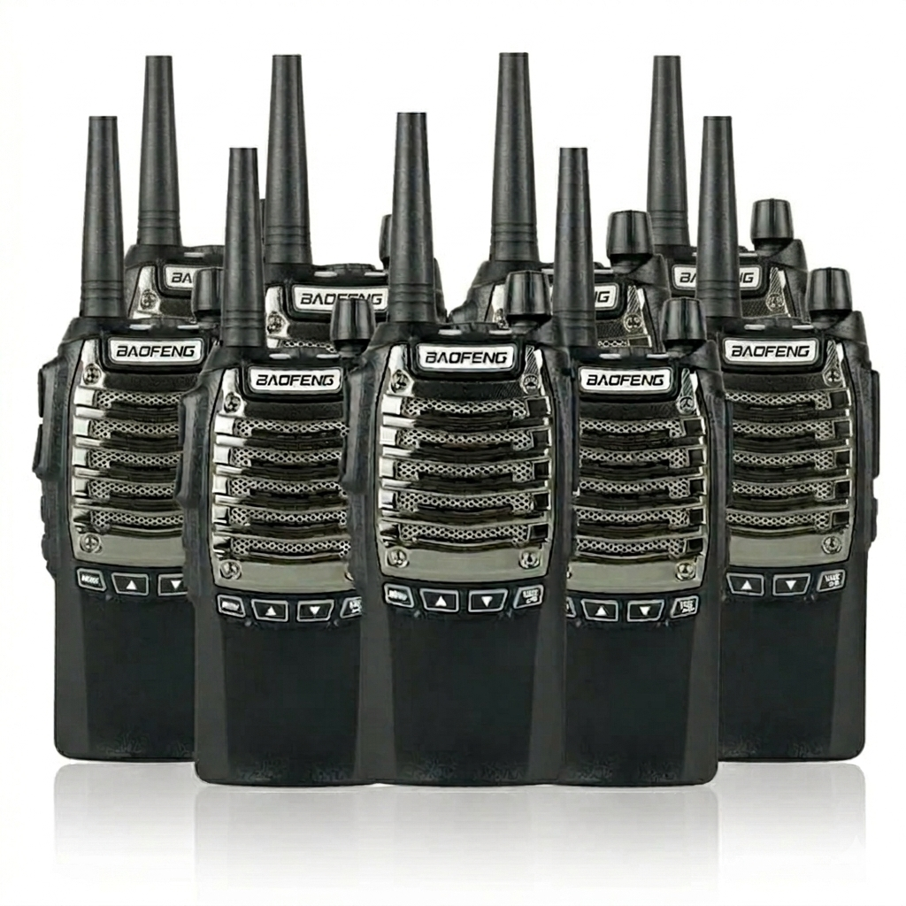Talkcomm Black UV-8D Walkie Talkie with Earphone (Pack of 2)