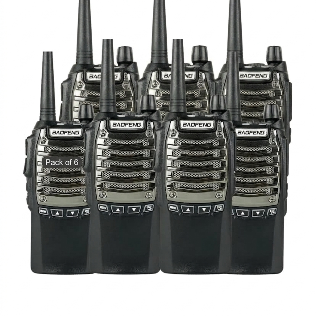 Talkcomm Black UV-8D Walkie Talkie with Earphone (Pack of 2)