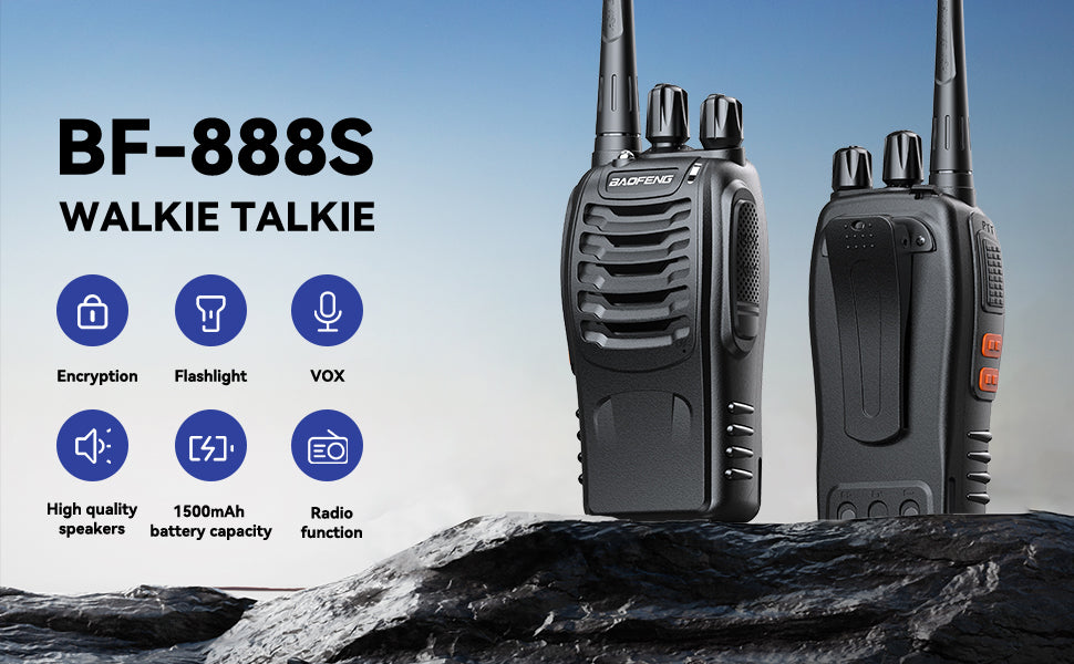 Talkcomm Black BF-888S Walkie Talkie two way Radios with Earphones, 16 Channel  (Pack of 18)