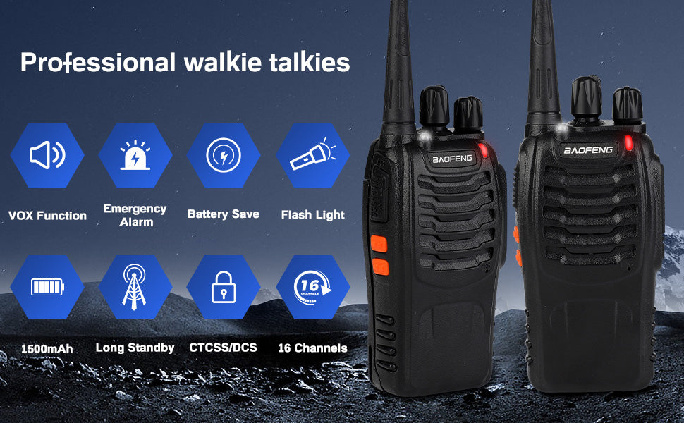 Talkcomm Black BF-888S Walkie Talkie two way Radios with Earphones, 16 Channel  (Pack of 18)
