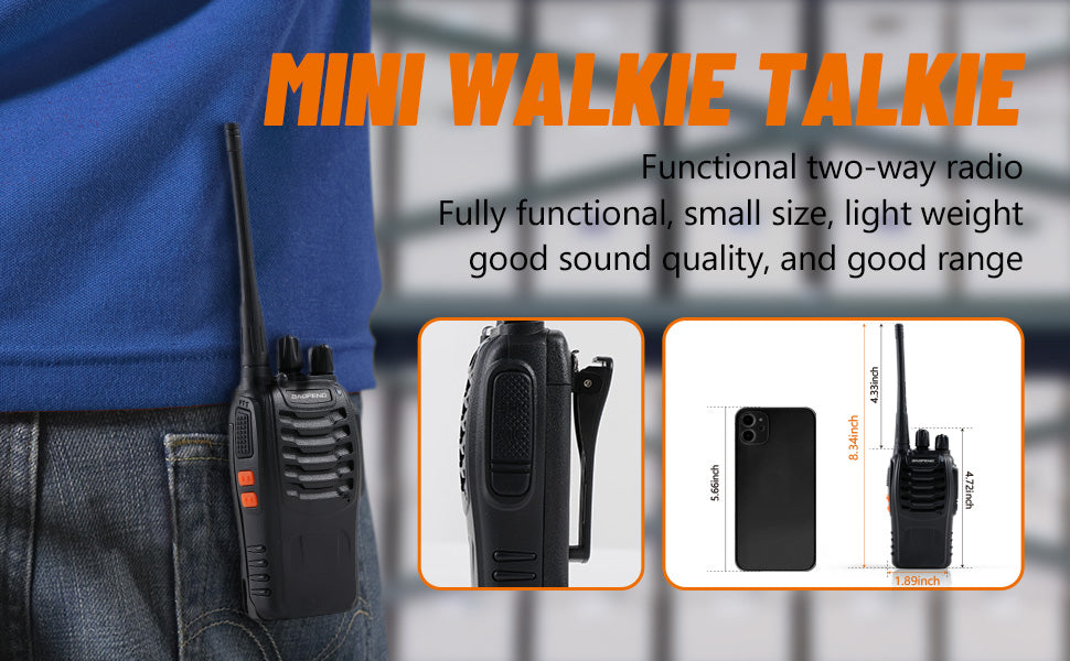 Talkcomm Black BF-888S Walkie Talkie two way Radios with Earphones, 16 Channel  (Pack of 14)