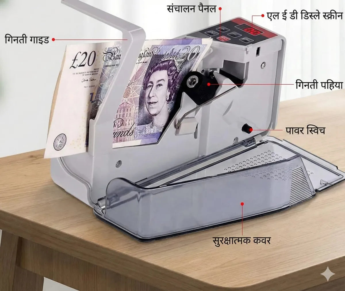 Talkcomm Portable LED Display Mini Note Counting Machine for Home, Office, Business | Indian Currency/Cash Counting Machine | UV/WM Function |Auto-shutoff
