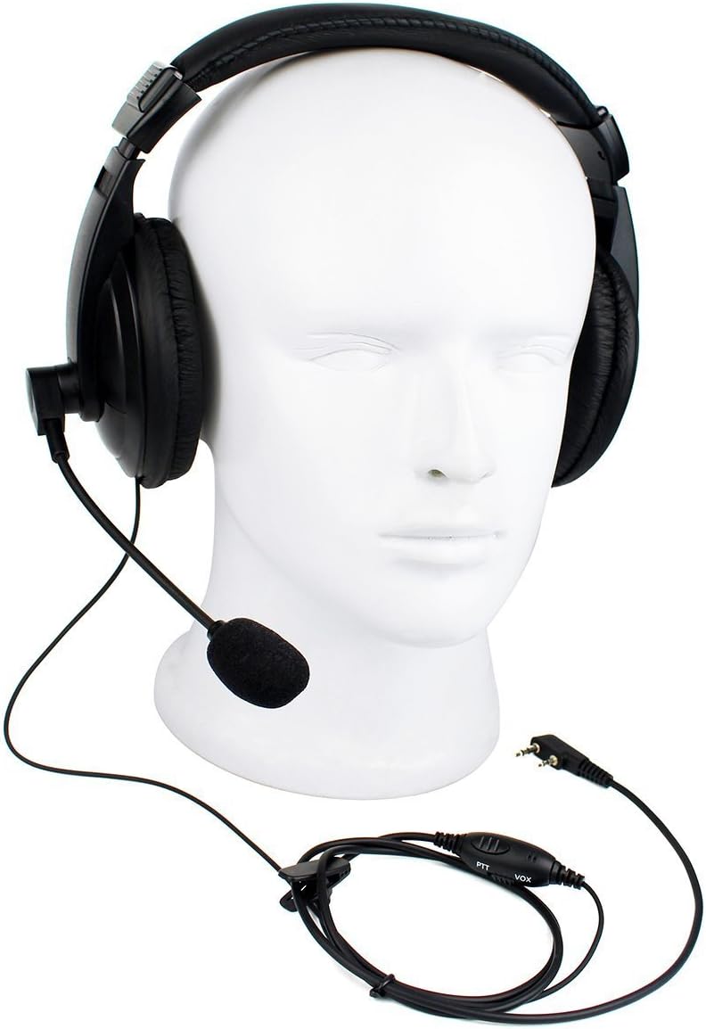 TALKCOMM Walkie Talkie Headset with Mic, Hearing Protection Earmuffs, Boom Mic, Compatible With Baofeng UV-5R BF-F8HP BF-888S, Two Way Radio Headset