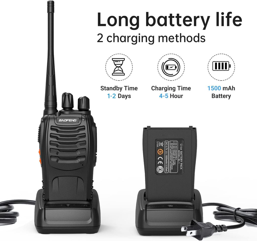 Talkcomm Black BF-888S Walkie Talkie two way Radios with Earphones, 16 Channel  (Pack of 18)