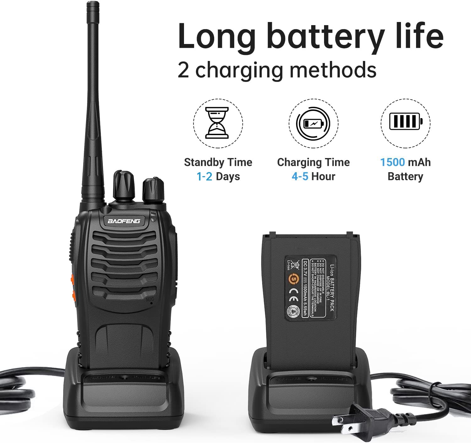 Talkcomm Black BF-888S Walkie Talkie two way Radios with Earphones, 16 Channel  (Pack of 18)