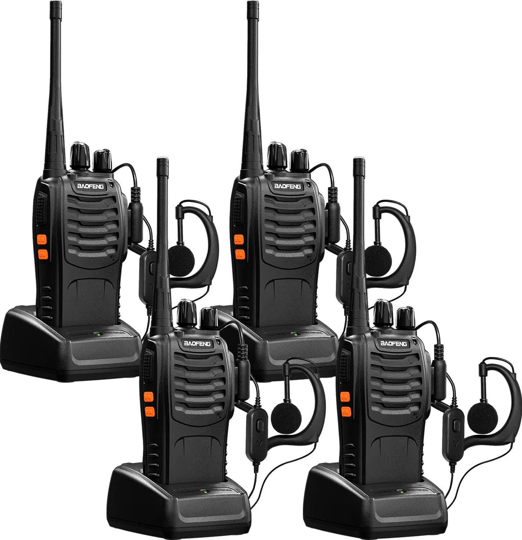 Talkcomm Black BF-888S 2800mah Walkie Talkie two way Radios with Earphones, 16 Channel  (Pack of 4)