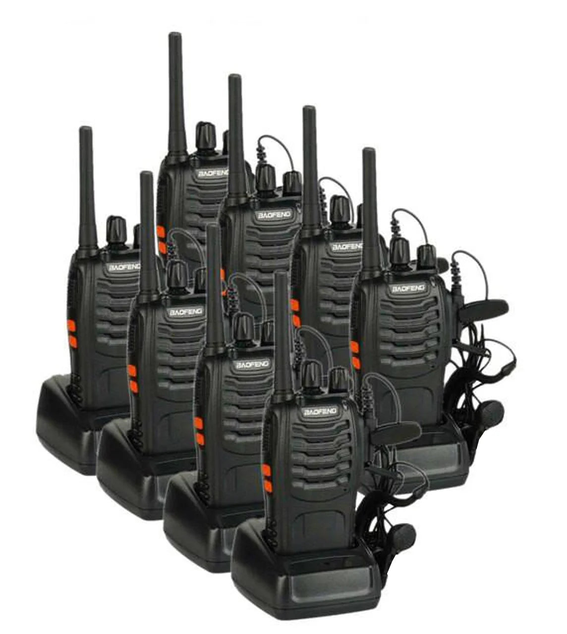 Talkcomm Black BF-888S 2800mah Walkie Talkie two way Radios with Earphones, 16 Channel  (Pack of 8)