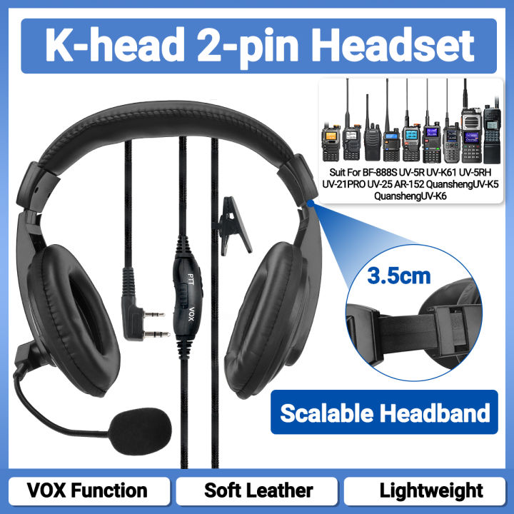 TALKCOMM Walkie Talkie Headset with Mic, Hearing Protection Earmuffs, Boom Mic, Compatible With Baofeng UV-5R BF-F8HP BF-888S, Two Way Radio Headset