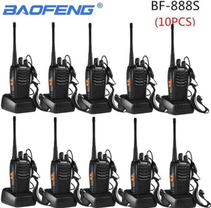 Talkcomm Black BF-888S Walkie Talkie two way Radios with Earphones, 16 Channel  (Pack of 10)