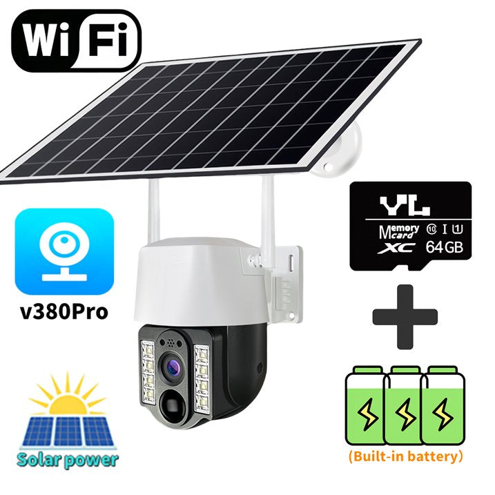Talkcomm 4G 4mp Solar Battery Powered SIM Card Supported Wireless CCTV Security Camera, IP65 Waterproof, Two-Way Audio, PIR Motion Detection, Pan Tilt.