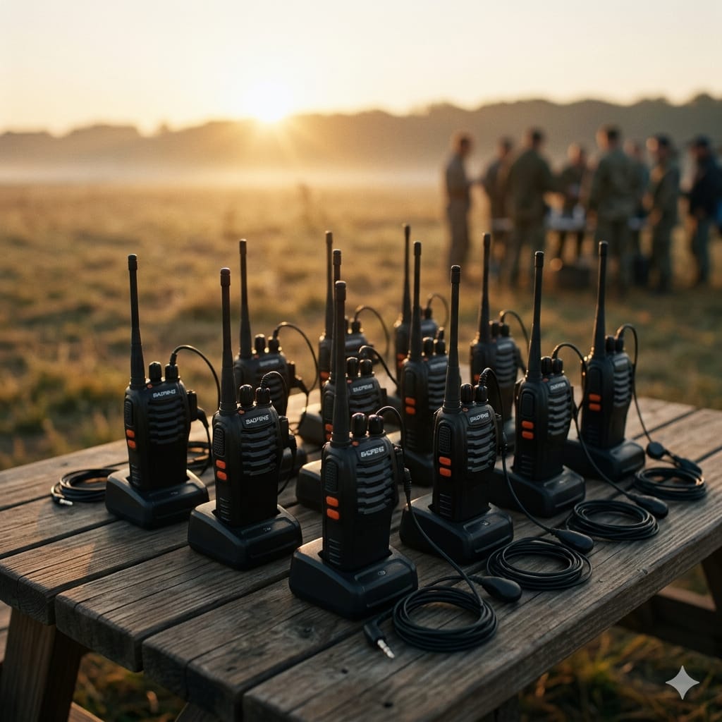Talkcomm Black BF-888S Walkie Talkie two way Radios with Earphones, 16 Channel  (Pack of 12)