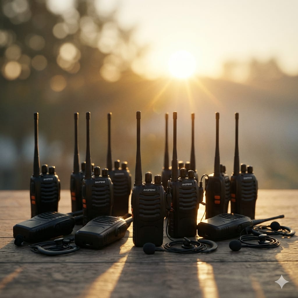 Talkcomm Black BF-888S Walkie Talkie two way Radios with Earphones, 16 Channel  (Pack of 14)
