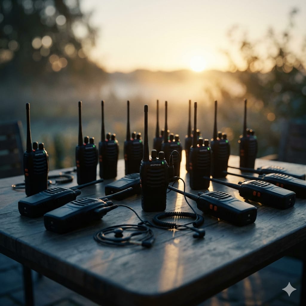 Talkcomm Black BF-888S mah Walkie Talkie two way Radios with Earphones, 16 Channel