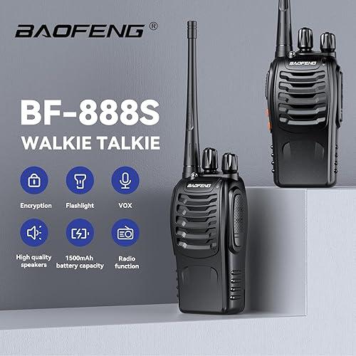 Talkcomm Black BF-888S Walkie Talkie two way Radios with Earphones, 16 Channel  (Pack of 10)