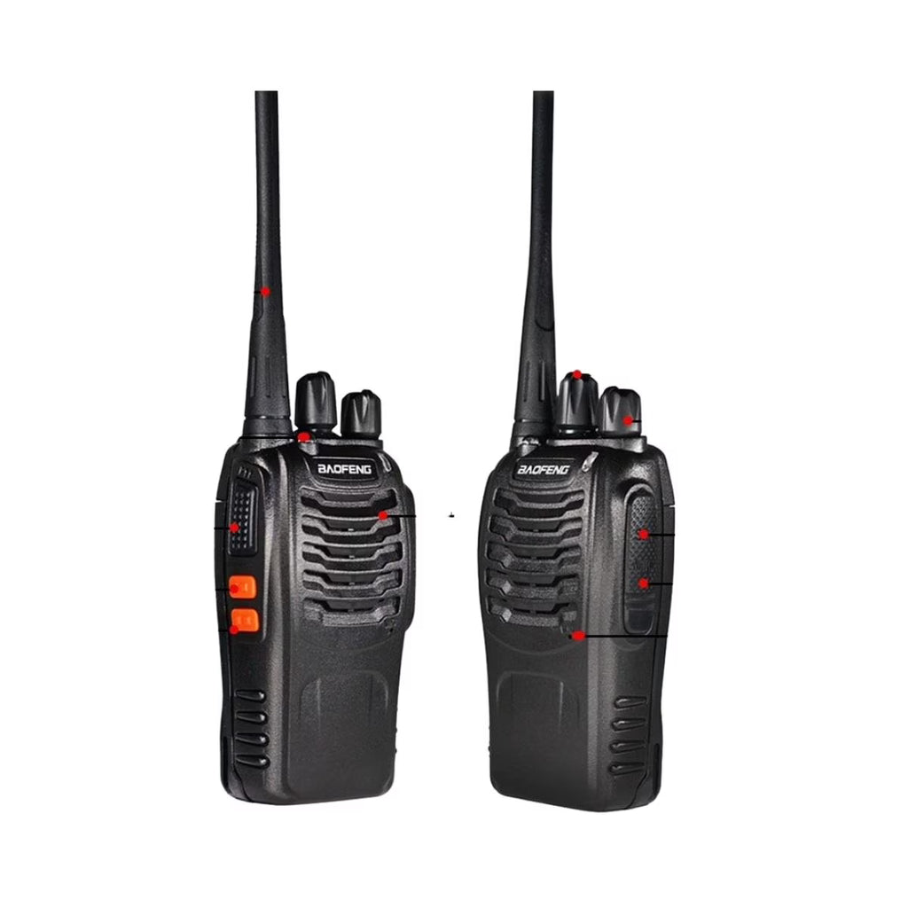 Talkcomm Black BF-888S Walkie Talkie two way Radios with Earphones, 16 Channel  (Pack of 12)