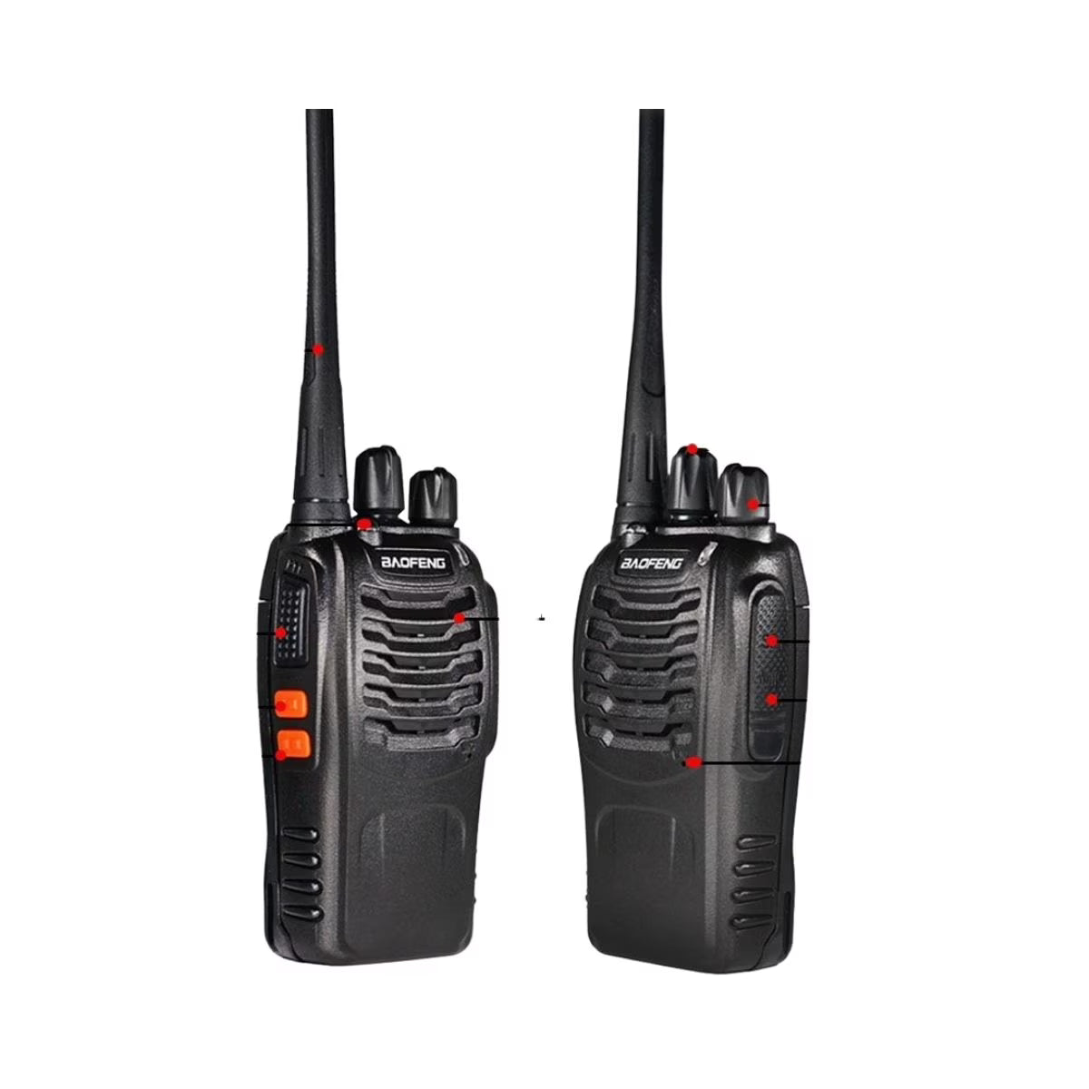Talkcomm Black BF-888S Walkie Talkie two way Radios with Earphones, 16 Channel  (Pack of 12)