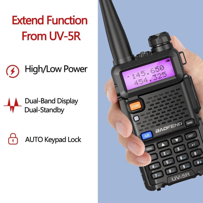Talkcomm Black UV5R Two Ways Radio 5 Km Range Walkie Talkie with Earphone