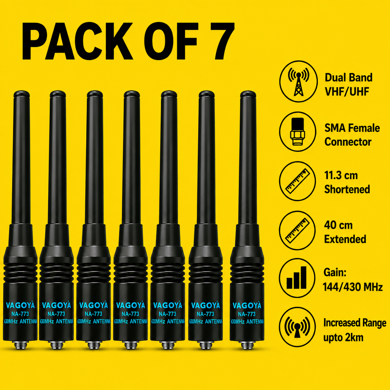 NAGOYA NA-773 DUAL BAND SMA FEMALE ANTEENA SUITABLE FOR ALL BAOFENG WALKIE TALKIE MODELS
