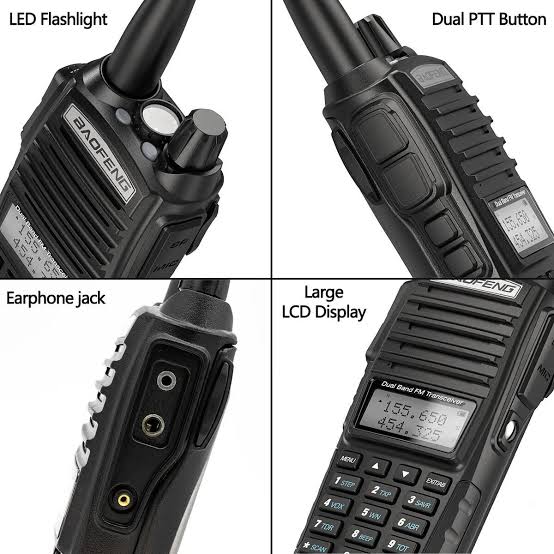 Talkcomm Black UV-82 Walkie Talkie with Earphone (Pack of 1)