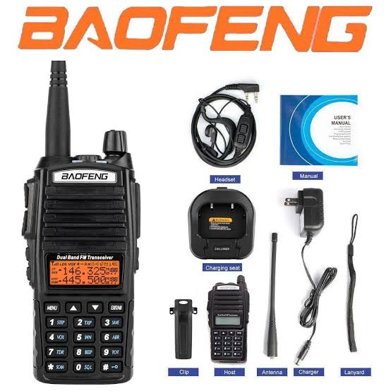 Talkcomm Black UV-82 Walkie Talkie with Earphone (Pack of 1)