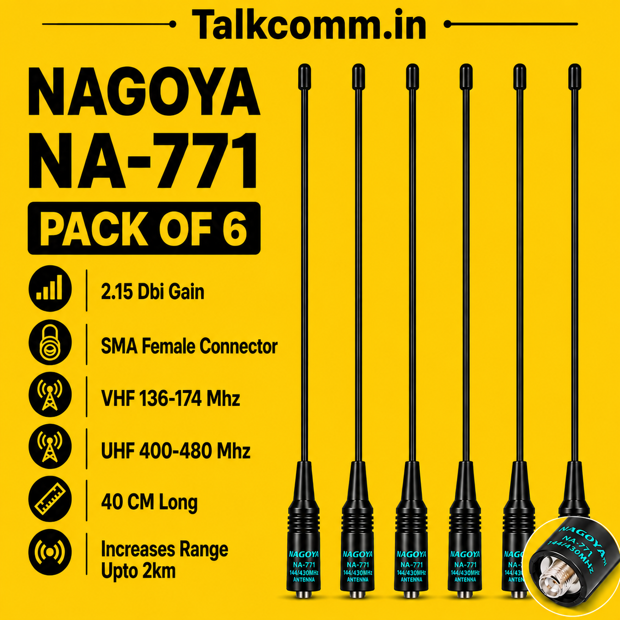 TALKCOMM Nagoya NA-771 SMA-Female Antenna For BAOFENG Radios