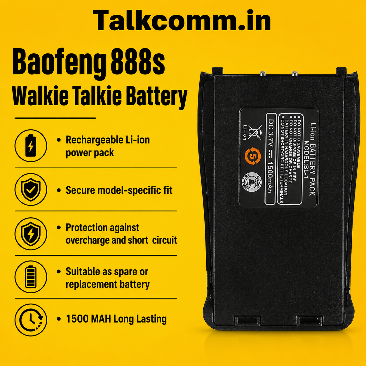 Rechargeable 2800 mah Battery Pack for BF888s Walkie Talkie