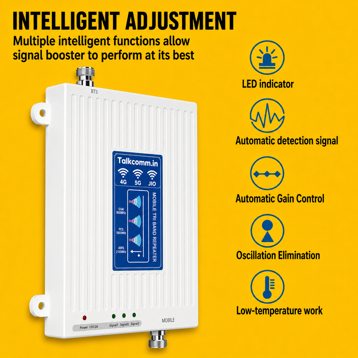 3G/4G/5G/JIO Mobile Phone Signal Booster for All Networks, Boosts & Data Also Complete Kit Area Coverage 5000Sq.Ft