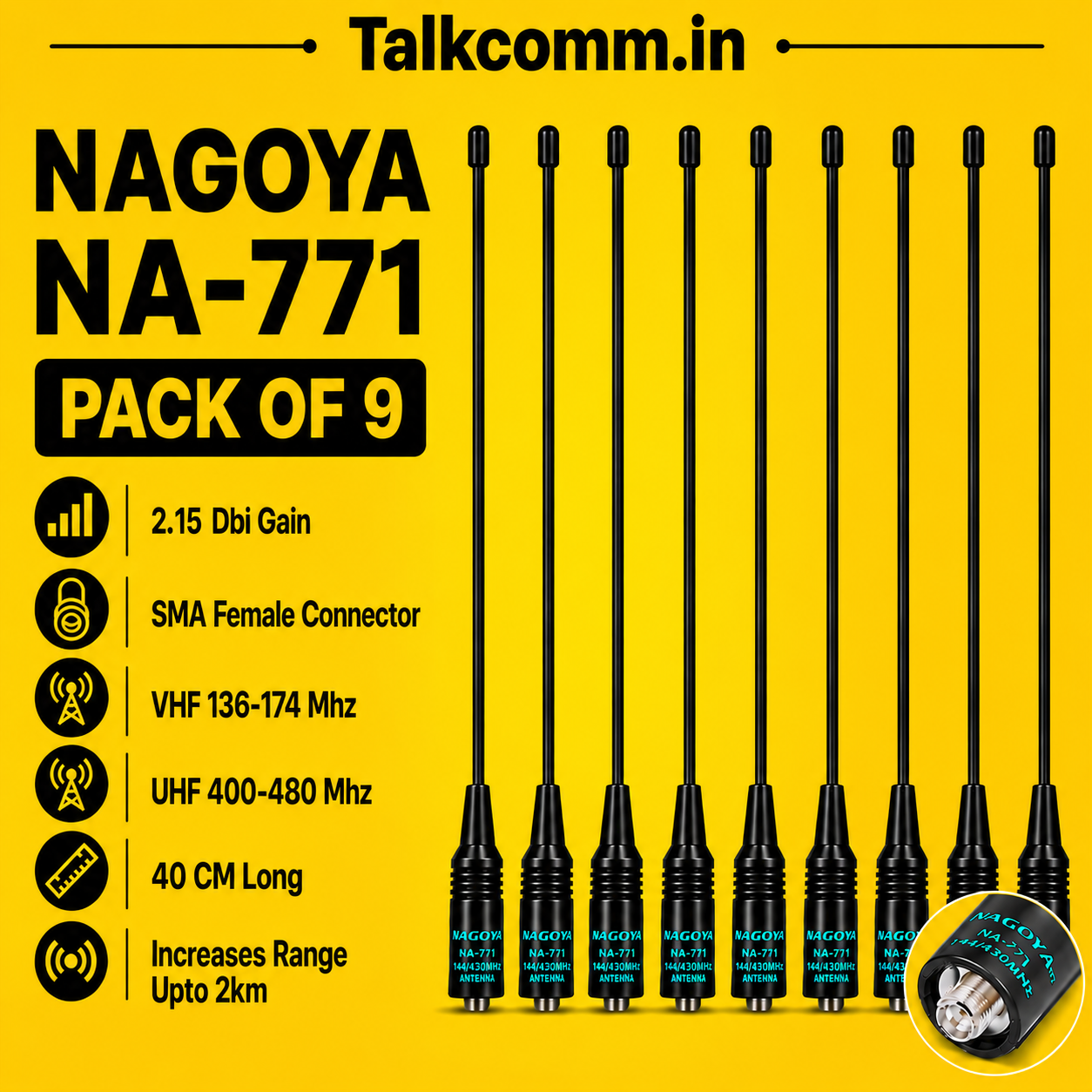 TALKCOMM Nagoya NA-771 SMA-Female Antenna For BAOFENG Radios