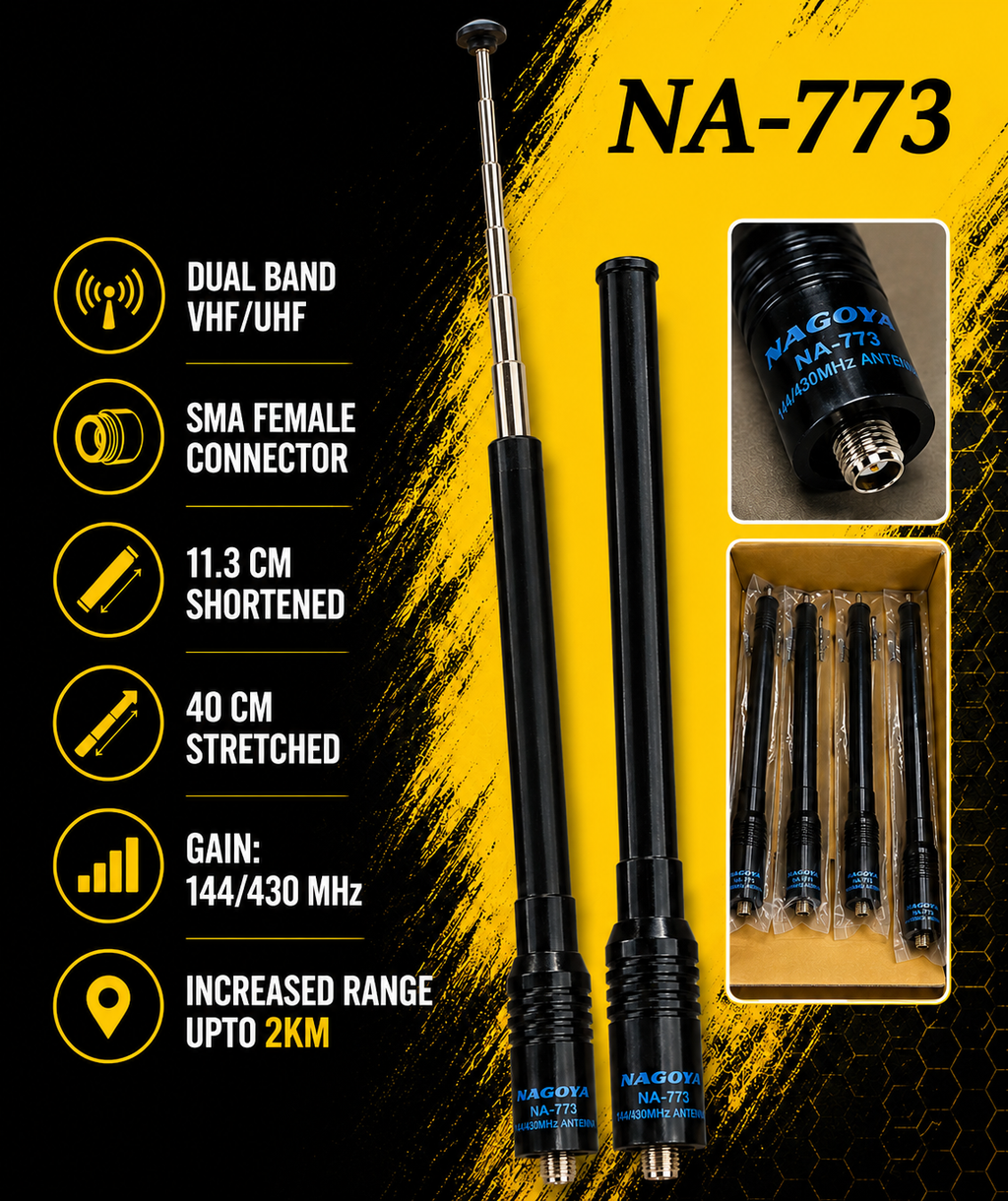 NAGOYA NA-773 DUAL BAND SMA FEMALE ANTEENA SUITABLE FOR ALL BAOFENG WALKIE TALKIE MODELS