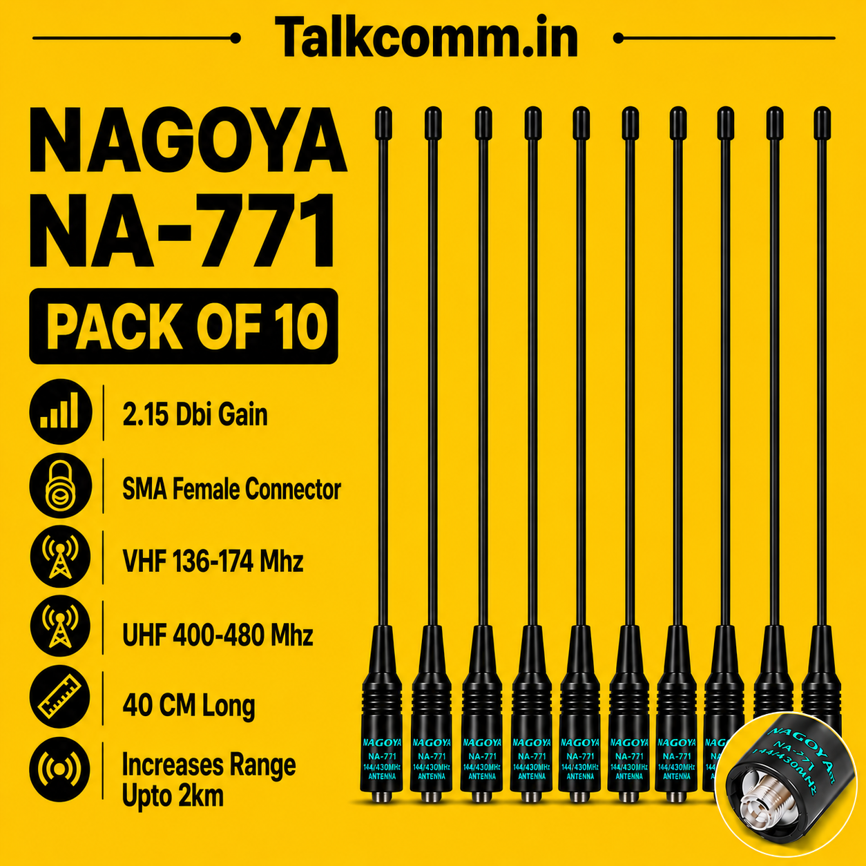 TALKCOMM Nagoya NA-771 SMA-Female Antenna For BAOFENG Radios