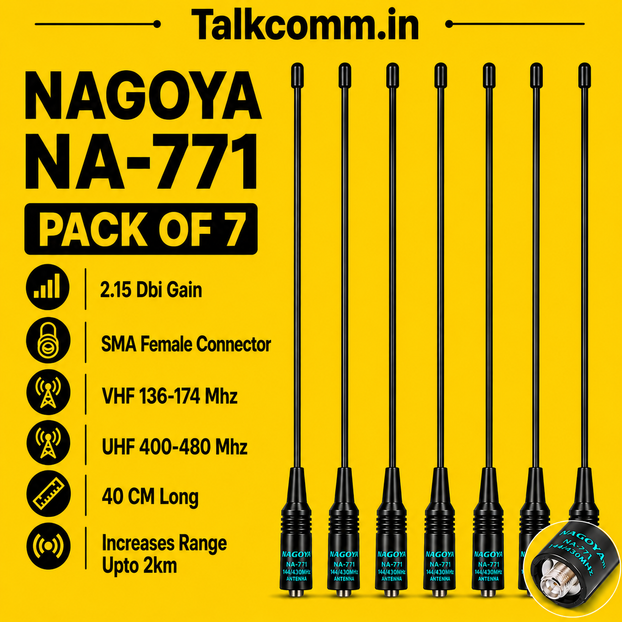 TALKCOMM Nagoya NA-771 SMA-Female Antenna For BAOFENG Radios