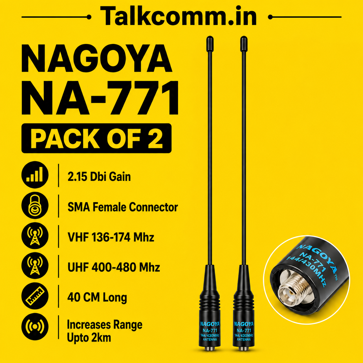 TALKCOMM Nagoya NA-771 SMA-Female Antenna For BAOFENG Radios